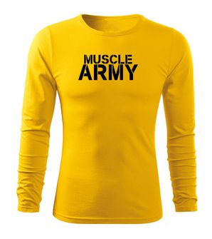DRAGOWA Fit-T tričko s dlhým rukávom muscle army, žltá 160g/m2