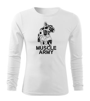 DRAGOWA Fit-T tričko s dlhým rukávom muscle army man, biela 160g/m2