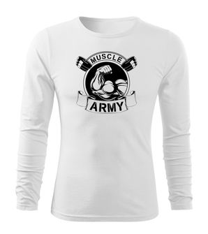 DRAGOWA Fit-T tričko s dlhým rukávom muscle army original, biela 160g/m2