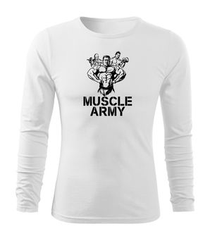 DRAGOWA Fit-T tričko s dlhým rukávom muscle army team, biela 160g/m2