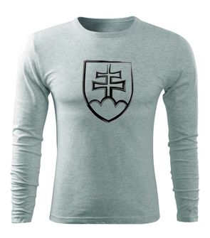 DRAGOWA Fit-T tričko s dlhým rukávom slovenský znak, sivé, 160g/m2