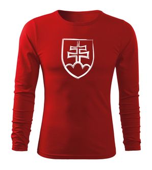 DRAGOWA Fit-T tričko s dlhým rukávom slovenský znak, červená 160g/m2