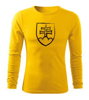 DRAGOWA Fit-T tričko s dlhým rukávom slovenský znak, žltá 160g/m2