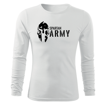 DRAGOWA Fit-T tričko s dlhým rukávom spartan army, biela 160g/m2