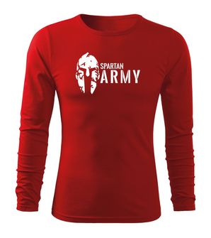 DRAGOWA Fit-T tričko s dlhým rukávom spartan army, červená 160g/m2