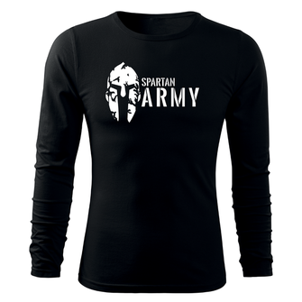 DRAGOWA Fit-T tričko s dlhým rukávom spartan army, čierna 160g/m2