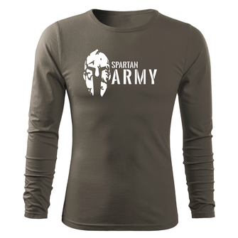 DRAGOWA Fit-T tričko s dlhým rukávom spartan army, olivová 160g/m2