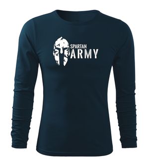 DRAGOWA Fit-T tričko s dlhým rukávom spartan army, tmavomodrá 160g/m2