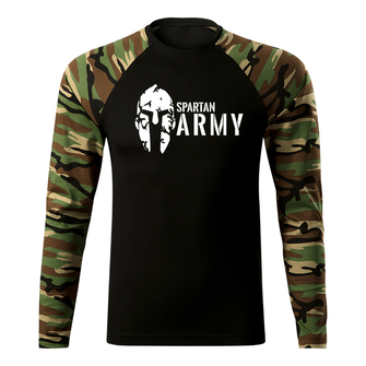 DRAGOWA Fit-T tričko s dlhým rukávom spartan army, woodland 160g/m2