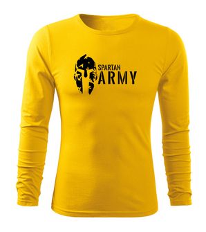 DRAGOWA Fit-T tričko s dlhým rukávom spartan army, žltá 160g/m2