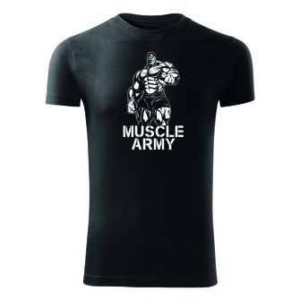 DRAGOWA fitness tričko muscle army man, čierna 180g/m2