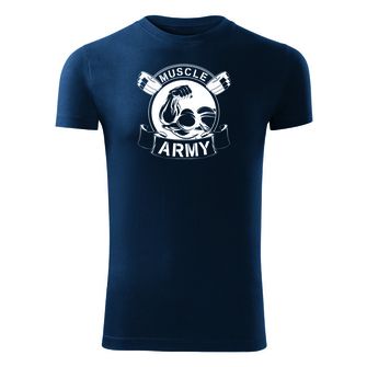 DRAGOWA fitness tričko muscle army original, modrá 180g/m2