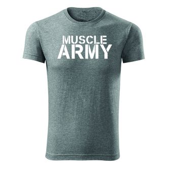 DRAGOWA fitness tričko muscle army, sivá 180g/m2