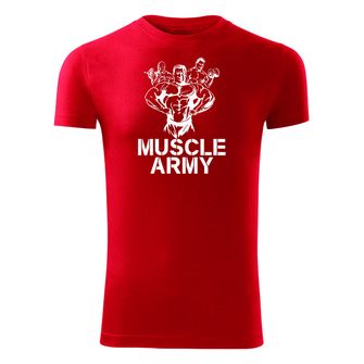 DRAGOWA fitness tričko muscle army team, červená 180g/m2