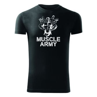 DRAGOWA fitness tričko muscle army team, čierna 180g/m2