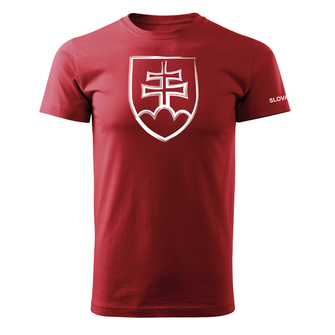 DRAGOWA krátke tričko slovenský znak, červená 160g/m2