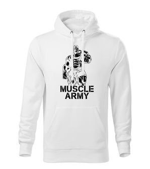 DRAGOWA pánska mikina s kapucňou muscle army man, biela 320g/m2