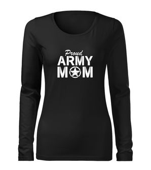 DRAGOWA Slim dámske tričko s dlhým rukávom army mom, čierna 160g/m2