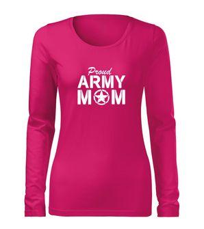 DRAGOWA Slim dámske tričko s dlhým rukávom army mom, ružová 160g/m2