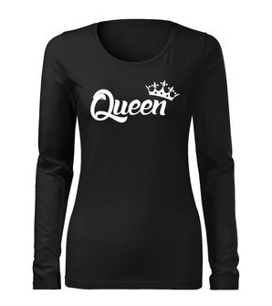 DRAGOWA Slim dámske tričko s dlhým rukávom queen, čierna 160g/m2