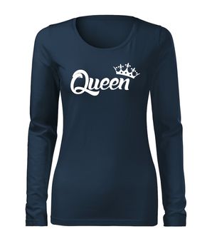 DRAGOWA Slim dámske tričko s dlhým rukávom queen, tmavo modrá 160g/m2