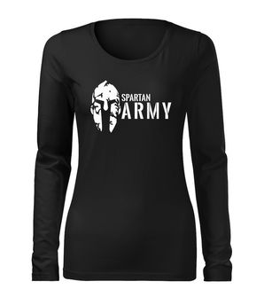 DRAGOWA Slim dámske tričko s dlhým rukávom spartan army, čierna 160g/m2