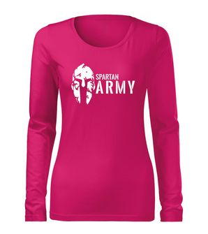 DRAGOWA Slim dámske tričko s dlhým rukávom spartan army, ružová 160g/m2