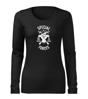 DRAGOWA Slim dámske tričko s dlhým rukávom special forces, čierna 160g/m2