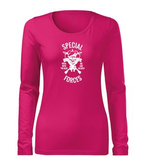 DRAGOWA Slim dámske tričko s dlhým rukávom special forces, ružová 160g/m2