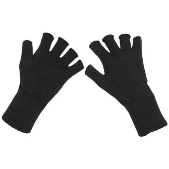 MFH Pletené rukavice bez prstov, čierna