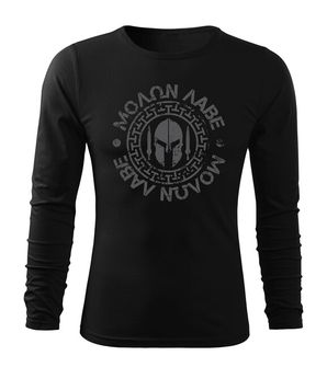 DRAGOWA Fit-T tričko s dlhým rukávom Molon Labe, čierna 160g/m2