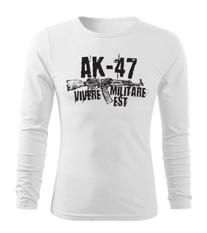 DRAGOWA Fit-T tričko s dlhým rukávom Seneca AK-47, biela 160g/m2