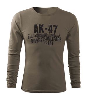 DRAGOWA Fit-T tričko s dlhým rukávom Seneca AK-47, olivová 160g/m2
