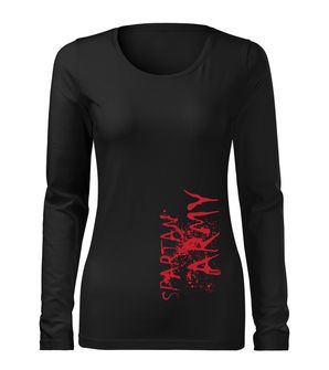 DRAGOWA Slim dámske tričko s dlhým rukávom RedWar, čierna 160g/m2